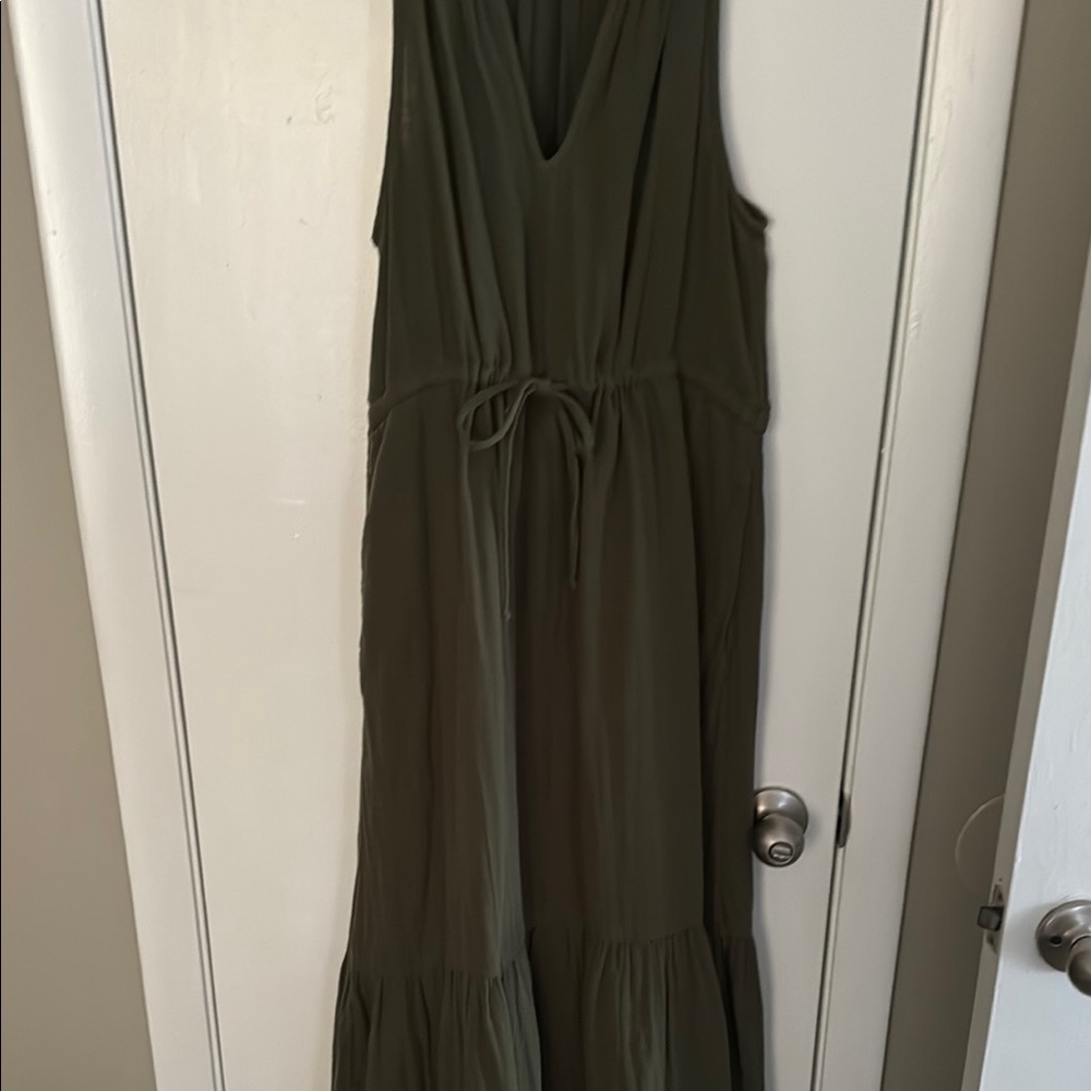 Time and Tru Green Ruffled Tiered Maxi Sundress